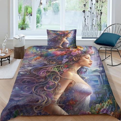 Housse de couette papillon 3D 135x200 parure de lit microfibre avec taie d'oreiller