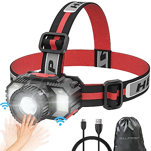 Walfront Rechargeable Headlamp, 19 Led 28000 High Lumen Headlamp With Zoomable, Motion Sensor, Sos, Ipx4 Waterproof Usb Headlight, Head Lamp, 5 Modes For Outdoor Running Hunting Hiking Camping Gear #TOP7