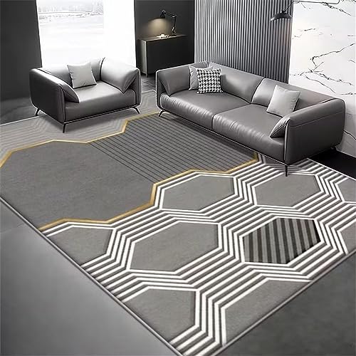 Tapis salon rayures grises lavable 80x120cm pour protéger le sol - 2
