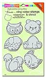 Stampendous CRS5087 Woodland Friends Fran's Cling Stamps & Stencil, 5