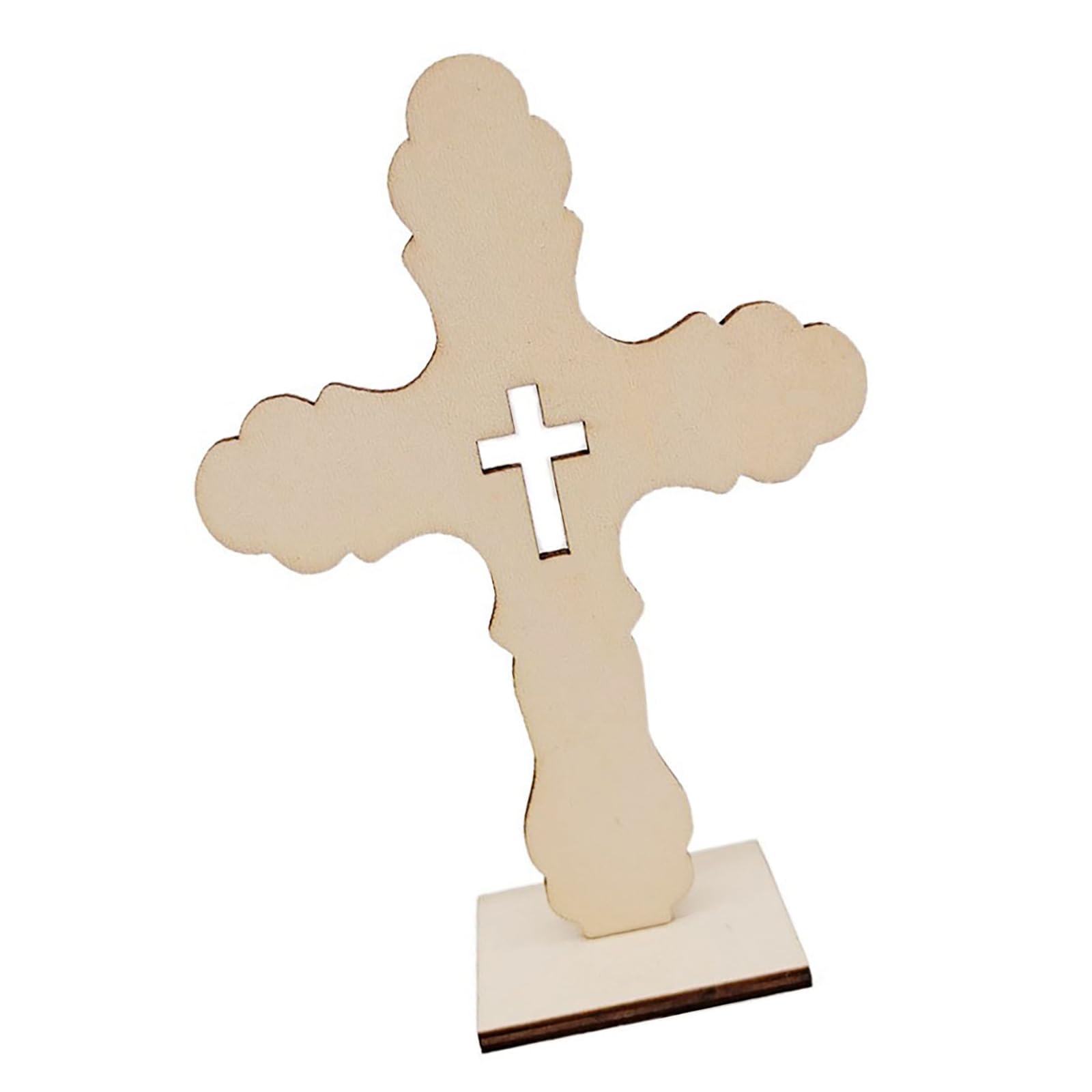Nucelit 10Pieces Unfinished Wood Crosses for Centerpieces or Decoration with Stands in Various Option Decoration