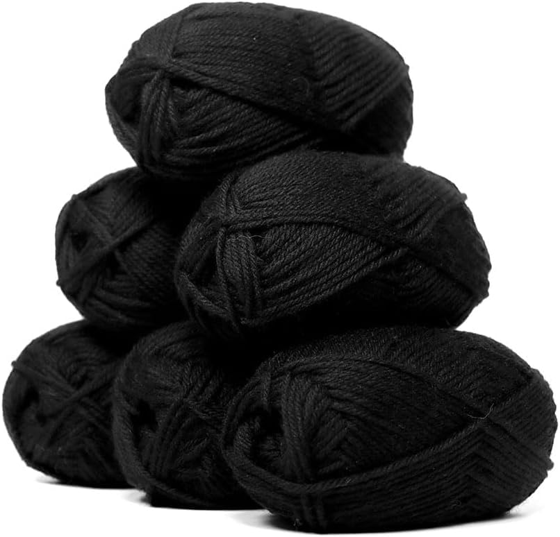 Image of ProKart Premium Woolen 4 ply Hand Knitting Wool Yarn | Fine Weight Knitted and Crocheted Soft Yarn for Sweater, Scarf, Hat, Baby Clothes (1 Ball /100 Gram Each) (Black, 100gms x 4 Pack)
