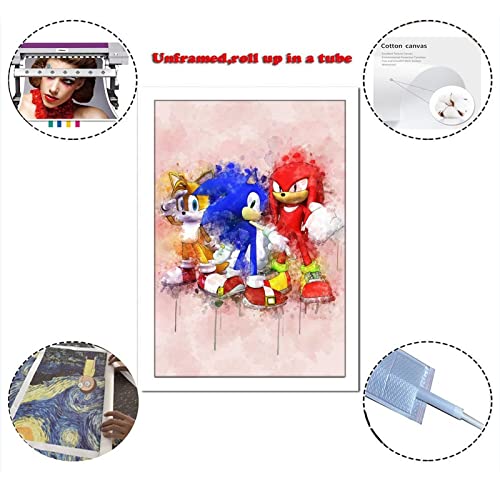 Sonics-Hedgehogs Anime Canvas Painting Wall Art Poster Print Nordic Kids Decoration Picture Children Bedroom Decor (No Frame,16X24Inch) #TOP1
