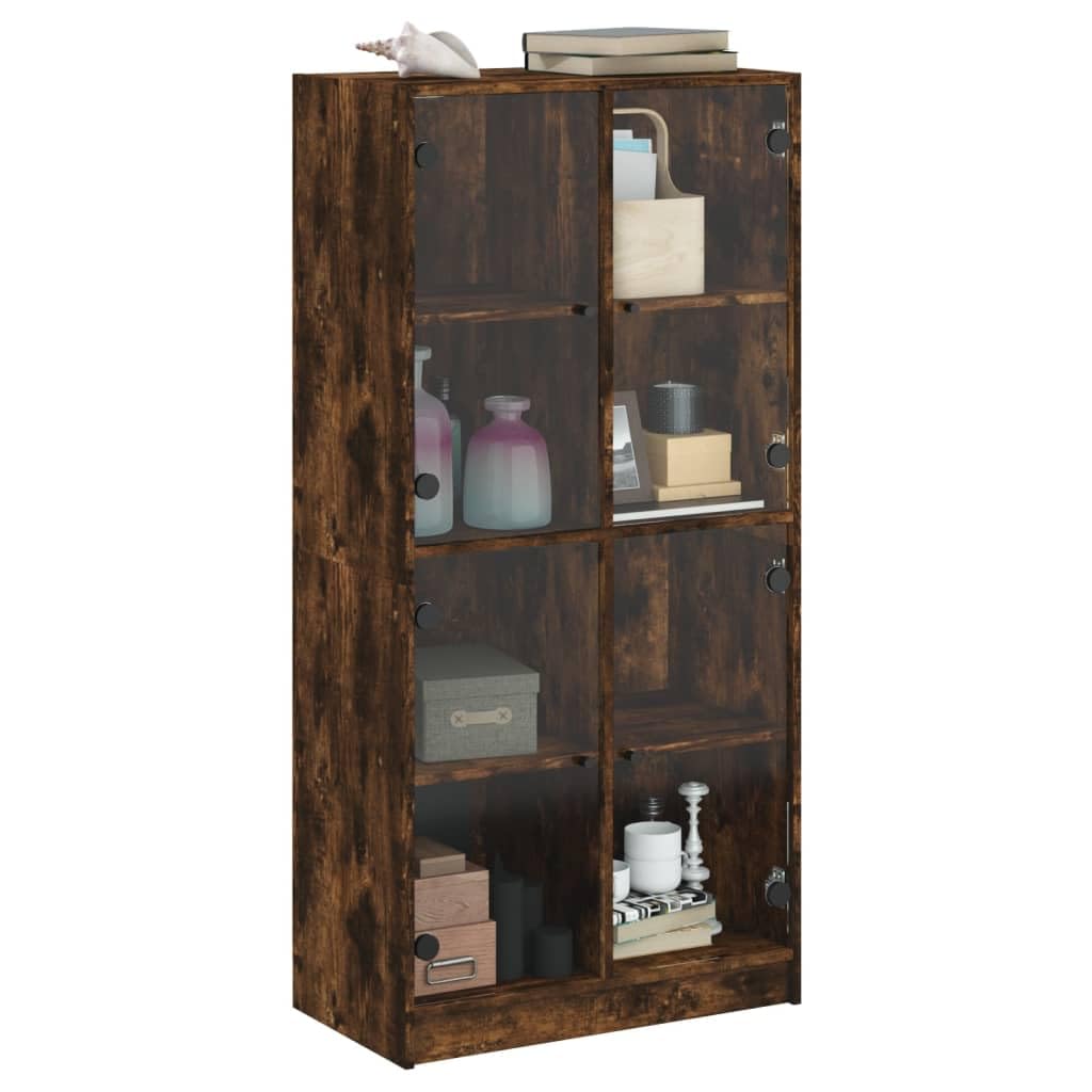 Mobile alto con ante in legno di rovere affumicato, 68 x 37 x 142