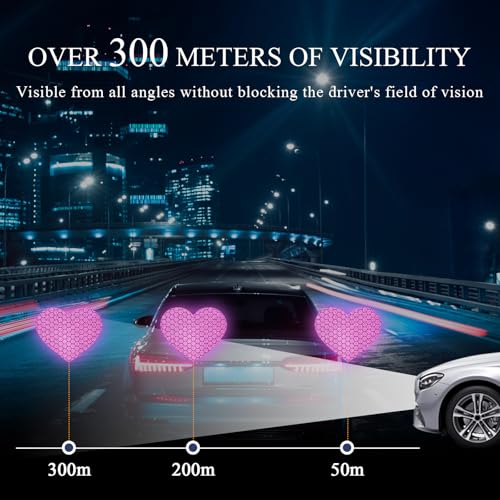 Image of 10PCS Vinyl Decal for Cars, High Intensity Reflective Sticker Night Safety Sign Bumper Decals, Waterproof Grid Vinyl Stickers Scratch Cover for Auto Window Laptop (Heart, Purple)