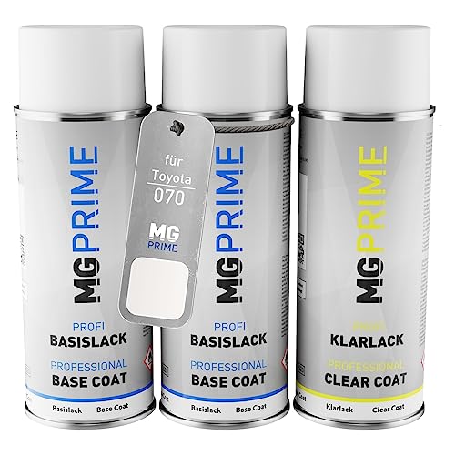 MG PRIME Peinture voiture kit bombe aérosol pour Toyota 070 White Pearl Crystal Shine/Blanc Nacre de fond de base de vernis bombe aérosol 400ml