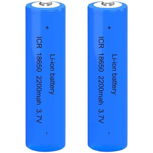 2Pack 3.7V 2200mAh Lithium Polymer Ion Rechargeable Battery Button Top Upgrade Capacity Batteries for for LED Flashlight, Headlamps, Doorbells, RC Cars