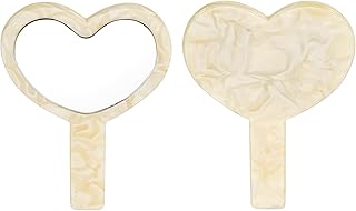 uxcell Espejo de mano, espejo de mano en form...