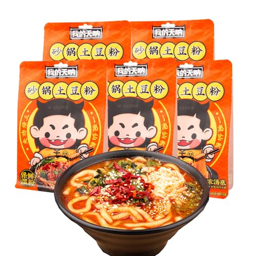 天? 中式料理 砂?土豆粉325g/袋 网?麻辣?粉?米? ?人夜宵方便面 火?粉 粗米粉 速食麻辣豆粉 中?速食方便面 中?料理 中?面 好吃即食面 中式面食 中?食材 (325g*5, 砂?土豆粉)