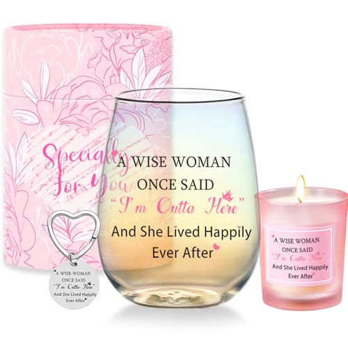 Yalucky Leaving Gifts for Colleagues Wine Glasses Retirement Gifts for Women Thank You Goodby Gift for Colleagues Friend Birthday Christmas Presents for Colleague Women Funny Pink Ladies Gift