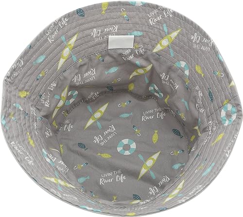 Pavilion Gift Company Livin' The River Life-Boat 6-12 Months Baby Reversible Patterned Bucket Hat, Blue4