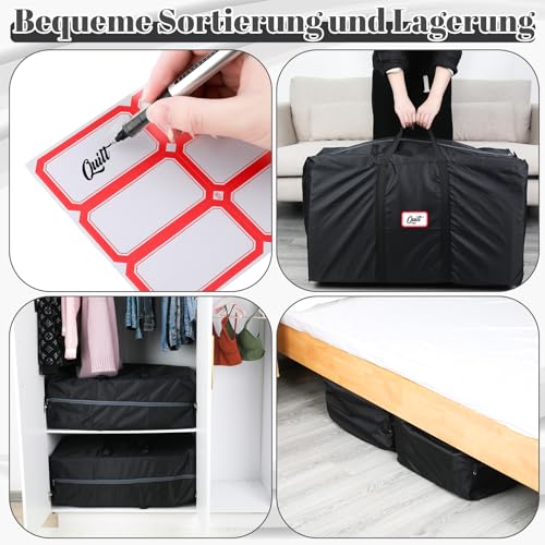 Xialvyu 2 Stück 115L Aufbewahrungstaschen Mit Griffen, Geeignet Für Bettwäsche, Bettdecke, Kissen, Decke (80,48 Bis 29 Cm) (Schwarz)