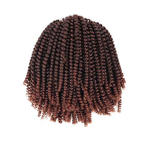 TOYOTRESS Spring Twist Crochet Hair - 8 inch 4Pcs ombre Brown Spring Twists Crochet Braids Synthetic Braiding Hair Extension (8 inch,T30)