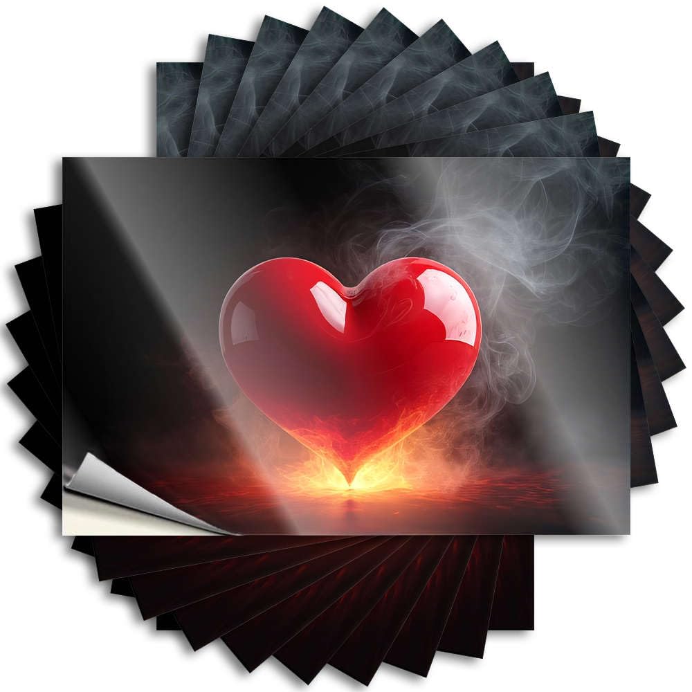 Decal Goods Durable Vinyl - A Glowing Heart with Smoke Surrounding It Case for Military Use(6X9CM)