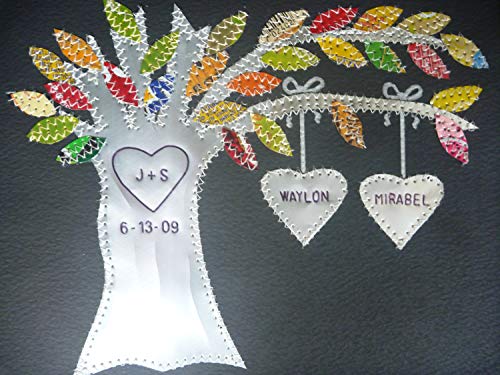 Tin Anniversary Gift - 10 year Wedding Anniversary - Wedding Gift - Personalized - Customized - 10 Years - Aluminum Family Tree - Hearts