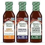 Walden Farms Variety Pack BBQ Sauces 12 oz - Original, Hickory Smoke & Honey Flavor - Near Zero Carbs, Sugar Free, Vegan, Kosher and Keto Friendly - Great for Steak, Chicken, Marinate Meats and More