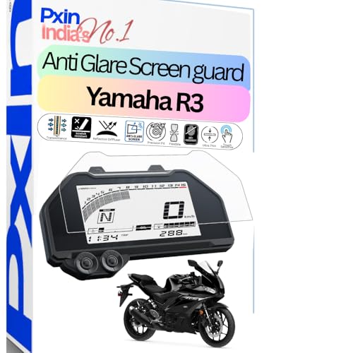 Image of Pxin Anti-Glare & Anti- Reflection Screen Guard compatible with Yamaha R3 Bike Speedometer| Plasma Layer | Scratch Resistant | 4K HD Clarity | No Fingerprint
