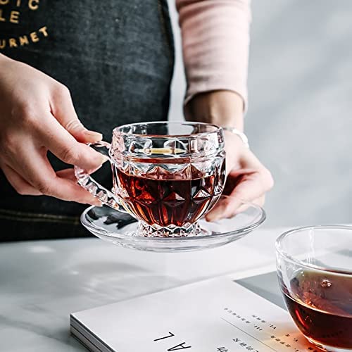 Image of Premium Glass Tea & Coffee Cups Set of 6, 220 ML Transparent Glass Mug with Handle for Coffee,Green Tea, Hot & Cold Beverages, Stylish Clear Drinking Cups for Home Kitchen Cafe (CTZ - 20)