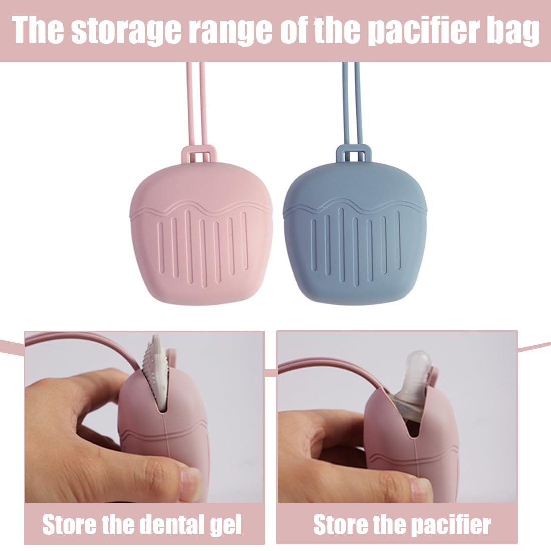 Boite à Tétine Bébé Silicone 2 Pièces Imperméable Portable Sans BPA Rose Bleu
