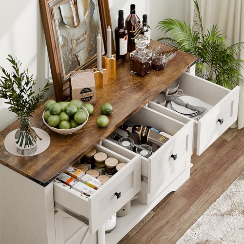 47-Farmhouse-Buffet-Cabinet-with-Storage-Barn-Doors-Sideboard-Buffet-Storage-Cabinet-with-Shelves-and-3-Drawers-Wooden-Coffee-Bar-Cabinet-for-Kitchen-Living-Room 47 Farmhouse Buffet Cabinet with Storage Barn Doors Sideboard Buffet Storage Cabinet with Shelves and 3 Drawers Wooden Coffee Bar Cabinet for Kitchen Living Room