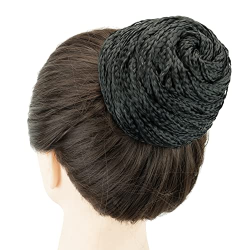 Imissu Braided Chignon Dancer Hair Cover Donut Afro Braid Hair Pieces Scrunchies Hair Bun Wig Clips Updo Headwear For Women (Black) #TOP3