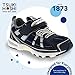 TSUKIHOSHI Storm Kids Shoes - Strap-Closure Machine-Washable Kids Sneakers with Wide Toe Box and Slip-Resistant, Non-Marking Outsoles, Navy/Silver - 5 Big Kid (8-12 Years)
