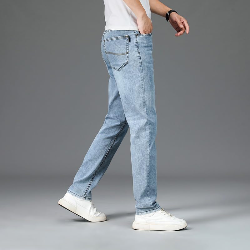 Solid Color Made Old Straight Leg Jeans Vintage Business Comfort Denim Pants4