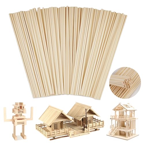 100 Piezas Palitos Algodón de Azúcar, 300 mm X 4 mm Cuadradas Varillas de Algodón de Azúcar Bastones de Madera Manualidades de Bambú Palitos de Madera Para DIY Proyectos Artesanía Manualidades