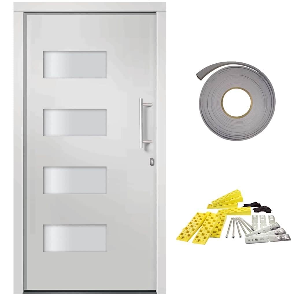 Drzwi wejściowe aluminium i PCW białe 110 x 210 cm