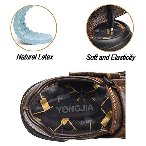 YONGJIA Mens Leather Handmade Sandals Closed Toe Casual Outdoor Adjustable Summer Shoes 5