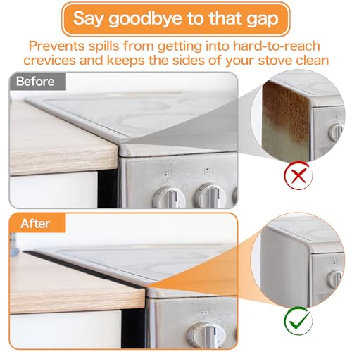 Stainless Steel Stove Gap Covers (2PCS) Adjustable Stove Gap Filler 13.8" to 27.5",Range Trim Kit,Between Stove and Counter,Easy to Clean and Heat Resistant,Perfect for Kitchen Counter Gap
