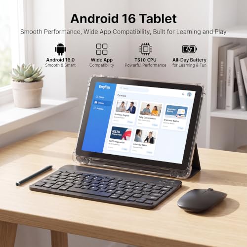 Image of 10 Inch Android 16 Tablet with Case,128GB,WiFi,6000mAh(Black)