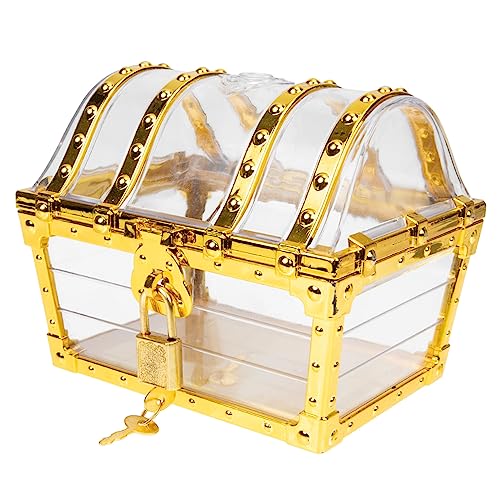 KONTONTY Transparent Pirate Treasure Chest Treasure Box for Storing Jewelry Keepsakes Space Saving Design for Home Use for Organizing Desks
