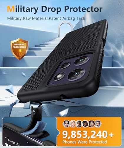 Image of FNTCASE for Moto G-Power 2026 /2025 Case: Motorola G Power 2026 Case with Screen Protector 14FT Military Grade Drop Protection Shockproof Anti-Slip Sweat-Resistant Matte TPU Daily Phone Cover (Black)