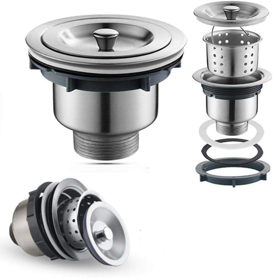 SBD Stainless Steel Heavy 4" Inch Waste Coupling For Sink/Wash Basin,Drain Outlet (Chrome Finished) (Round with Basket)