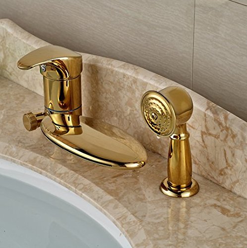 Robinet mitigeur de baignoire cascade en laiton doré chic - 3