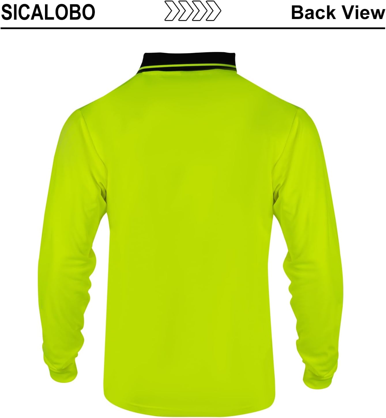 High Vis Safety Polo Shirts for Men,Fluorescent Hi Vis Long Sleeve Tee,Moisture Wicking Work Shirt,3 Pack - Image 2