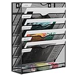 EasyPAG Metal 6 Tier A4 Wall Mounted Document Holder,Hanging Wall File Organiser,Pigeon Holes Storage,In Tray,Magazine Rack for Office & Home Upgrade,Black