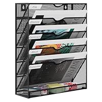 EasyPAG 6 Fächer Metall A4 Zeitschriftenhalter Wand Zeitschriften Wandhalter Aktenablage Dokumentenhalter Hängend Magazin Organizer Flyerständer Prospektspender,Schwarz