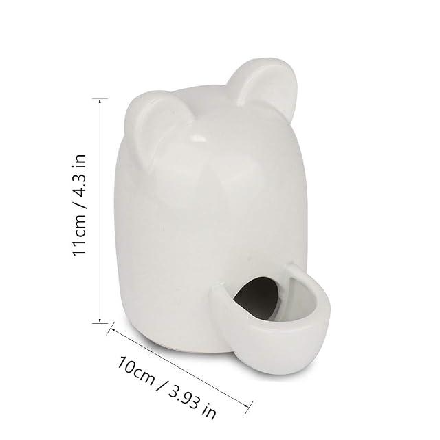 Foto 3 de 8 de Jsleid Dispensador de agua para animales pequeños, fuente automática de cerámica, 300 ml, blanco, para hámster
