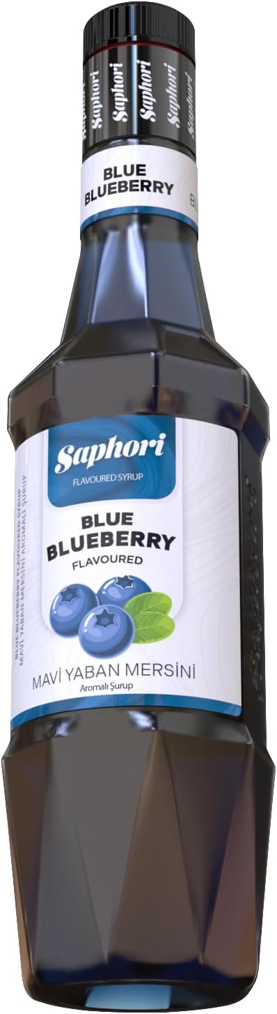 Saphori Kokteyl Şurubu Kahve Şurubu 700 ML Aroma, Tatlandırıcı şurup, Gazlı içecekler ve Çaylar İçin Aroma verici (Mavi Yabanmersini)