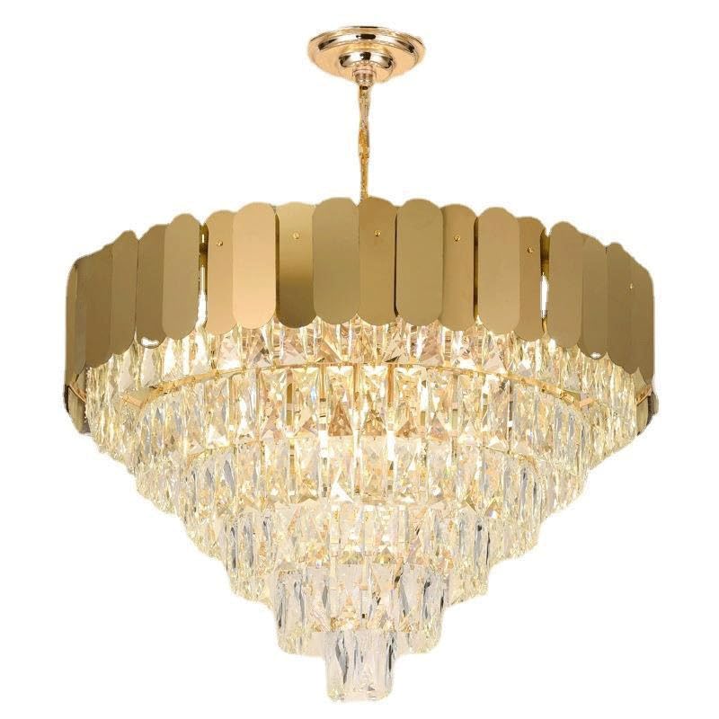 Suspension cristal de luxe multicouche luminaire élégant pour salon
