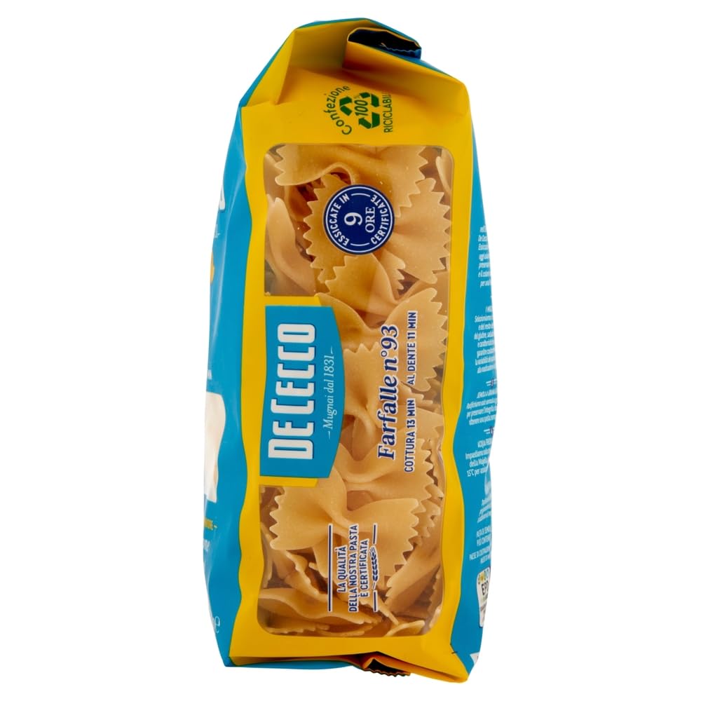 36x De Cecco Pasta Farfalle Nr.93, 100% Italienisch Nudeln 500g pack + Beni Culinari Kostenloser Schlüsselanhänger