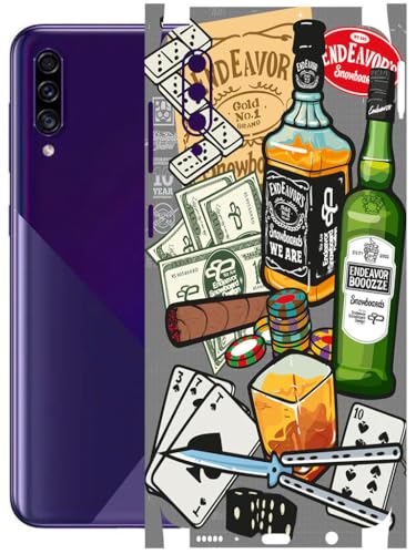 Image of AtOdds - Full Body Back Screen Guard Protector Film - Lamination Wrap Skin Sticker Compatible with Samsung Galaxy A30s | Scratchproof Matte Finish (Wine Graffiti)