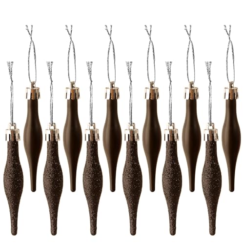 HERZWILD 16pcs schwarz weihnachtsbaumschmuck Glitter eiszapfen...