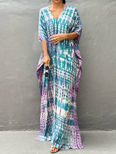 Image of Kaftan Dresses for Women Plus Size Summer Beach Dress with Print and Swim Cover Ups