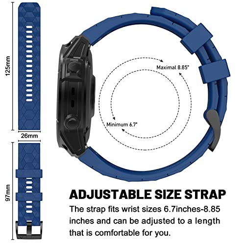MYSNBKN Fenix 7X Strap 26mm Silicone bands for Garmin Fenix 7X/Fenix 6X/Fenix 6X Pro/Fenix 5X/Fenix 5X Plus/Fenix 3/Fenix 3 HR(Quick Fit) - Image 2