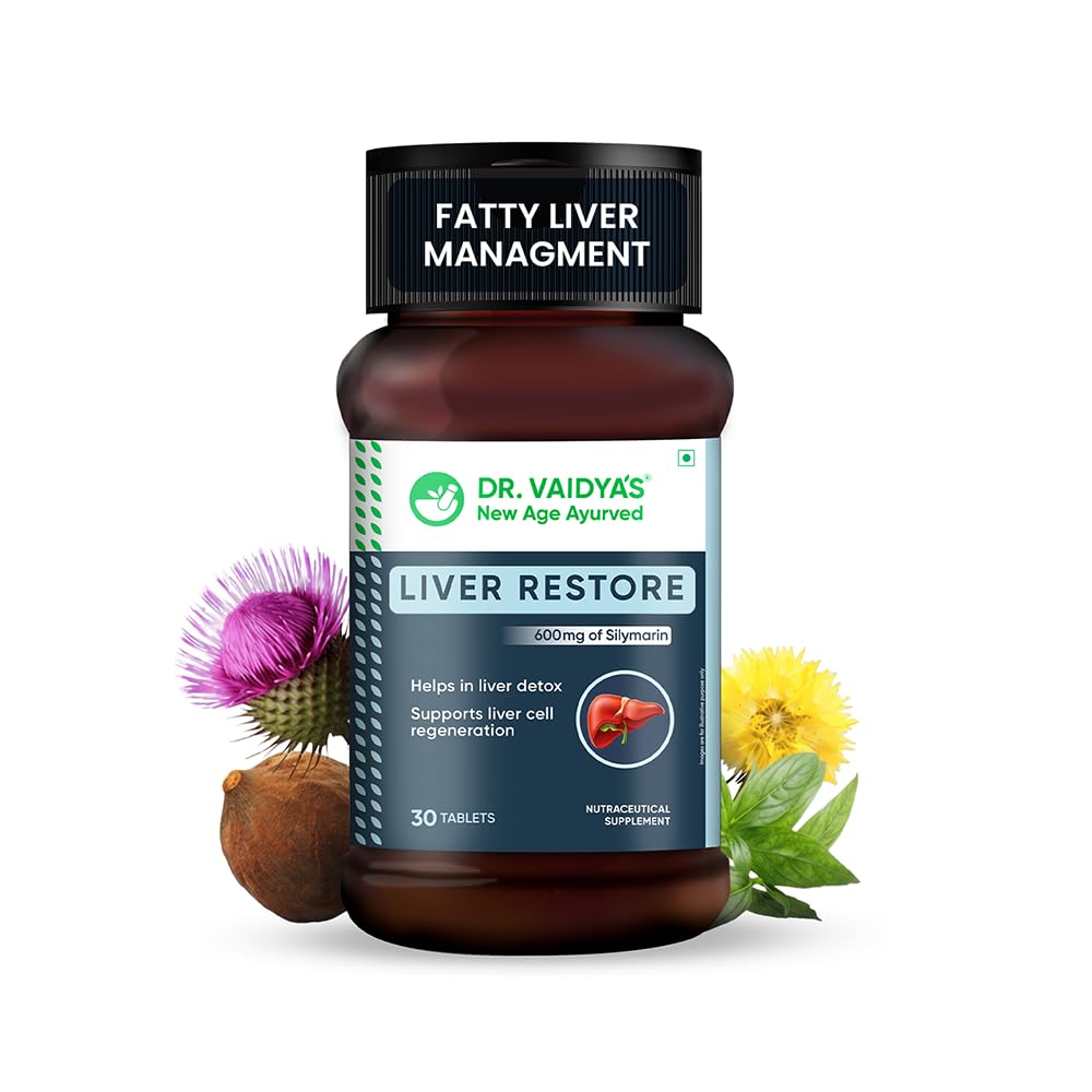 Dr Vaidya’s Liver Restore Tablets | Helps in Liver Detox & Liver Cell Regeneration, Manages Fatty Liver | Milk Thistle Extract 600mg, Dandelion, Triphala | 30 tablets (Pack of 1)-image-44