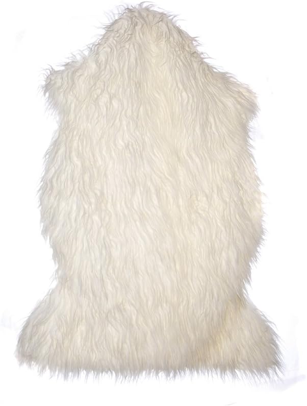 Curly llama faux fur sheepskin throw / rug in white