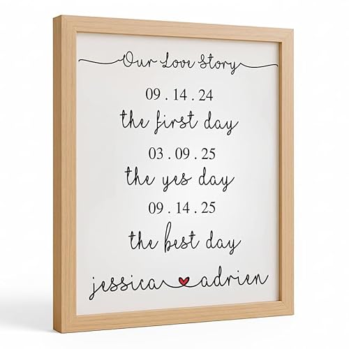 Personalized Wedding Gift for Couple Love Story Frame with Names & Milestone Dates Custom Anniversary Present Valentine’s Day Gift For Husband Wife Girlfriend Boyfriend Bridal Shower